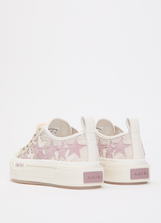 AMIRI Stars Court sneaker van leer met mesh details - achterkant beige