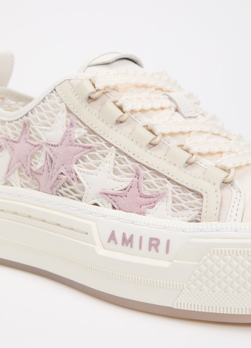 AMIRI Stars Court sneaker van leer met mesh details - detail 6 beige