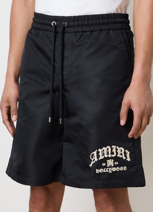 AMIRI Straight fit korte broek met logoprint - detail zwart