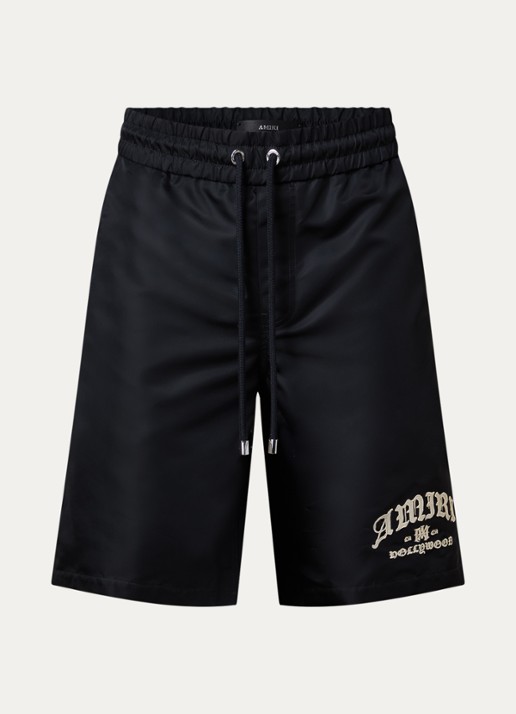 AMIRI Straight fit korte broek met logoprint - voorkant 4 zwart