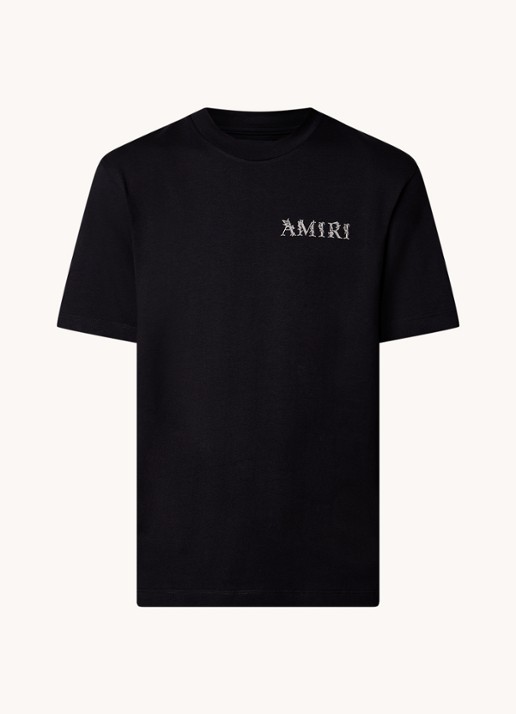 AMIRI T-shirt met logo- en backprint - voorkant zwart