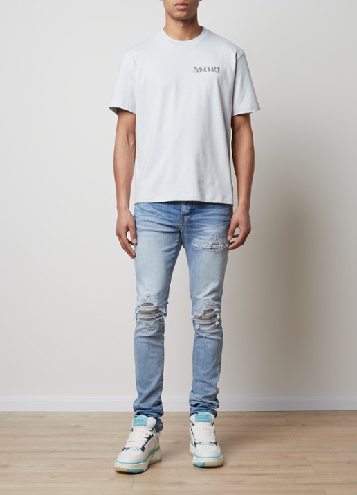 AMIRI T-shirt met logo- en backprint - voorkant 3 lichtgrijs
