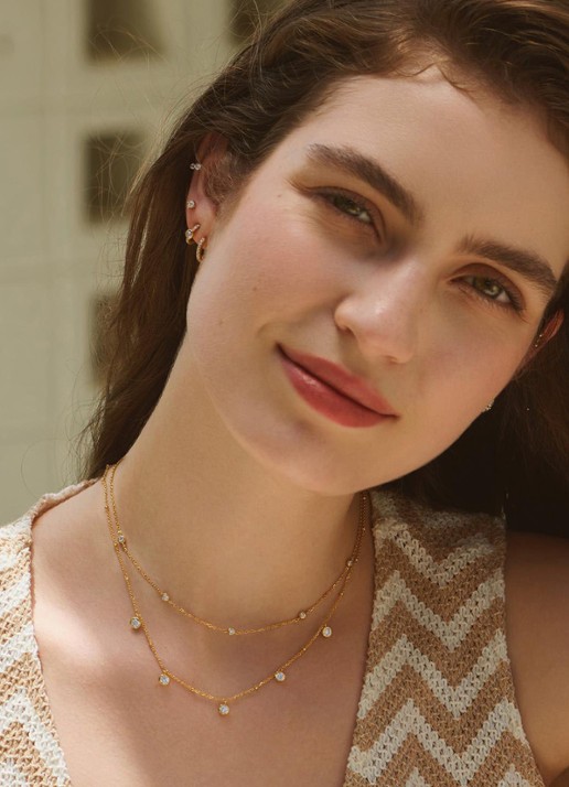 Ania Haie Droplet Station ketting S verguld  - voorkant 2 goud