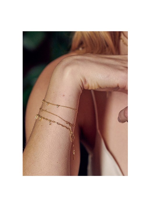 Ania Haie Geometry Mixed Discs armband verguld - voorkant 3 goud