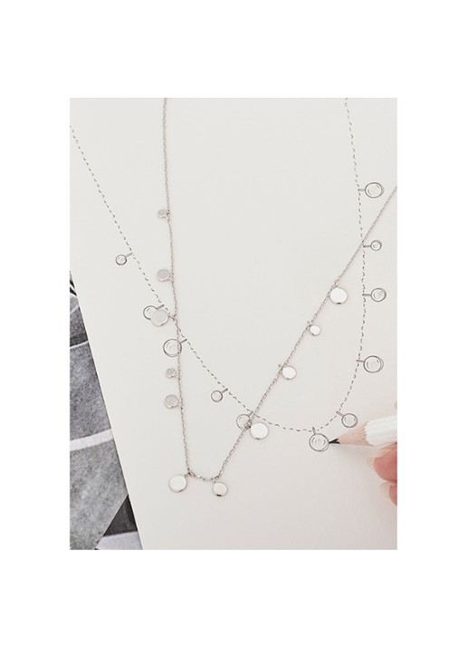 Ania Haie Geometry Mixed Discs ketting van zilver - detail 4 zilver