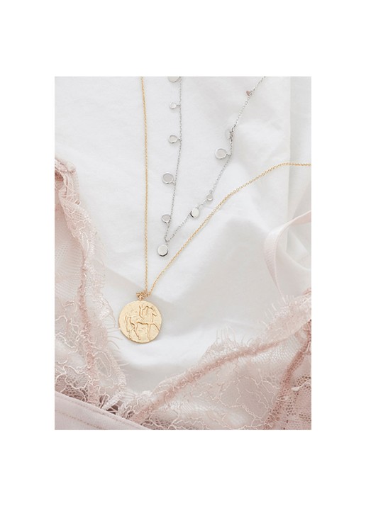 Ania Haie Geometry Mixed Discs ketting van zilver - voorkant 2 zilver