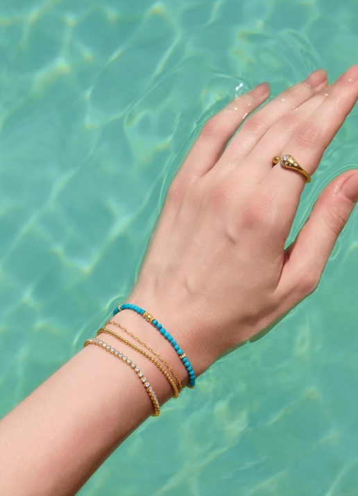 Ania Haie Kralenarmband S verguld - voorkant 2 turquoise