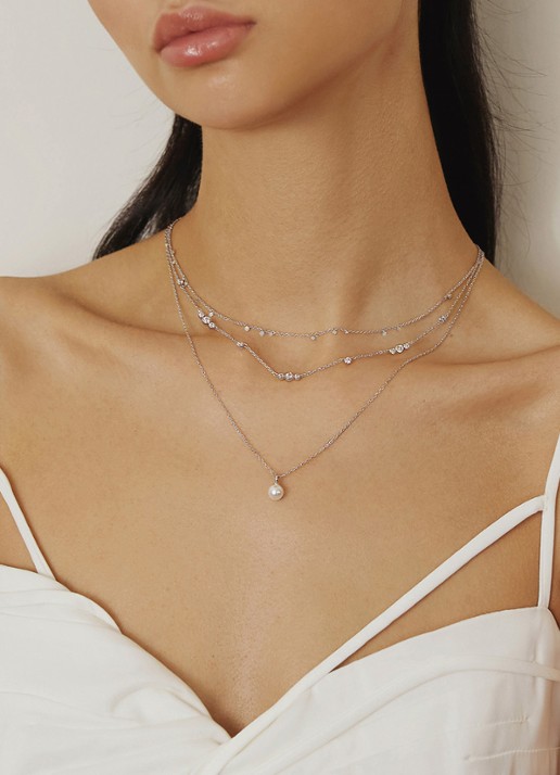 Ania Haie Mini Disc Stacking ketting verguld - voorkant 2 zilver