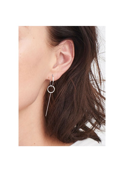 Ania Haie Modern Solid Drop oorringen van zilver - voorkant 2 zilver