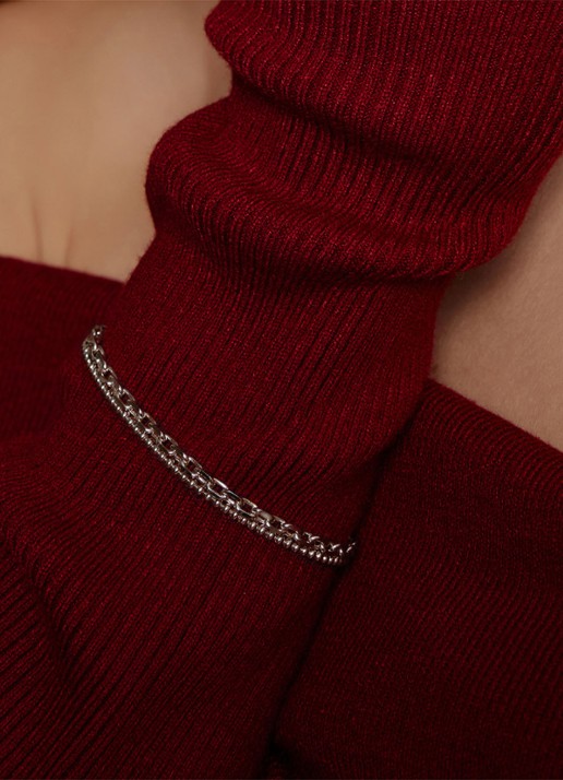 Ania Haie Paper Clip armband S - voorkant 2 zilver