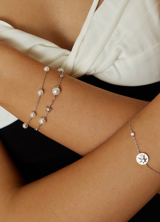 Ania Haie Pearl Station armband van zilver - voorkant 2 zilver