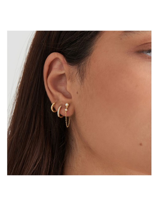 Ania Haie Sparkle Mini oorringen van zilver met zirkonia - detail goud