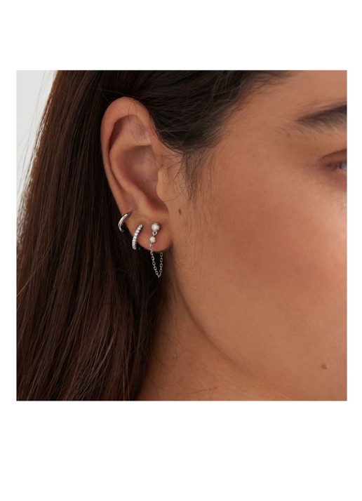 Ania Haie Sparkle Mini oorringen van zilver met zirkonia - detail zilver