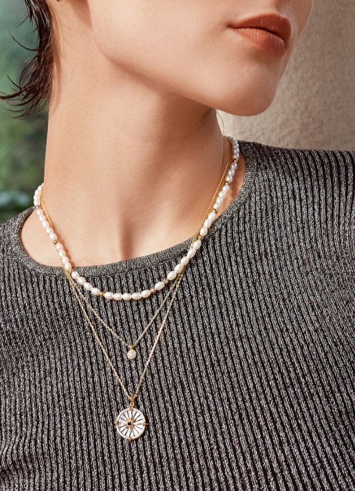 Ania Haie Sphere Pavé ketting M verguld - voorkant 2 goud