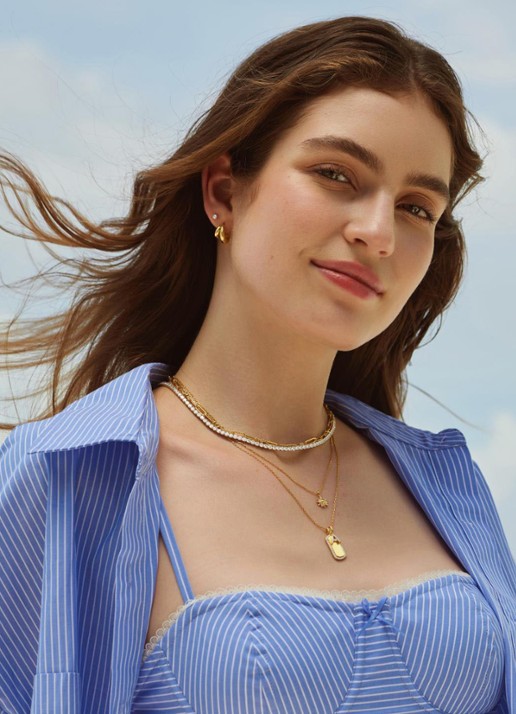 Ania Haie Sunburst ketting S verguld - voorkant 2 goud