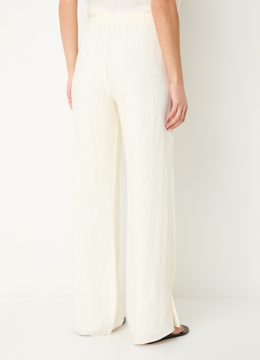Anine Bing Aden high waist straight fit broek met structuur  - achterkant gebroken wit