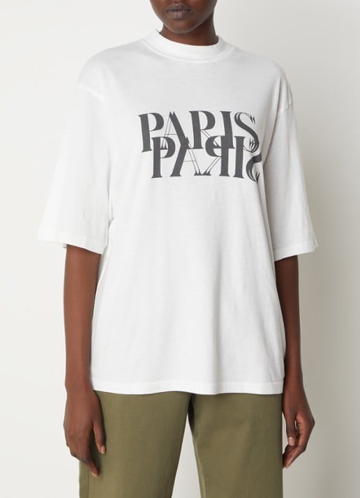Anine Bing Avi oversized T-shirt met logo- en backprint - achterkant 4 wit