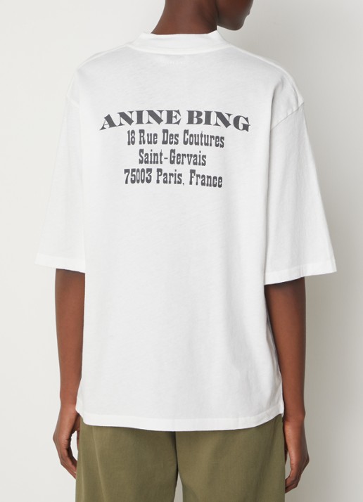 Anine Bing Avi oversized T-shirt met logo- en backprint - detail 3 wit