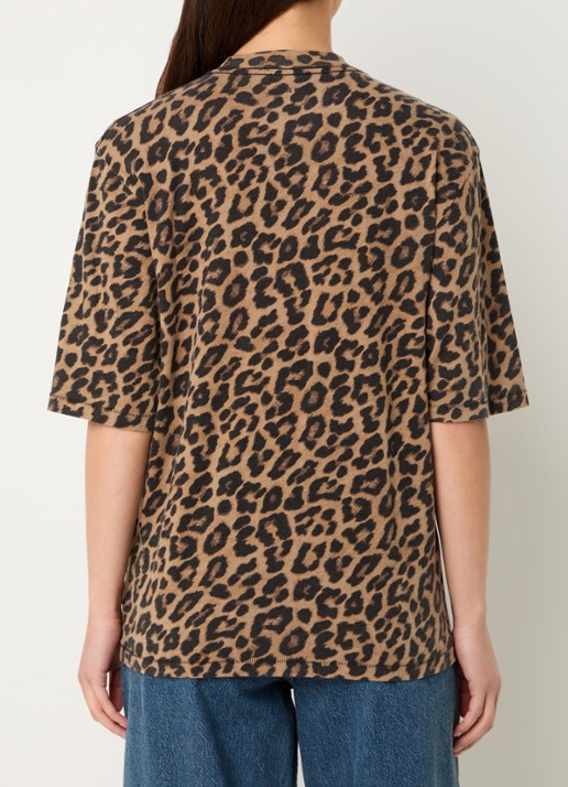 Anine Bing Avi T-shirt met panterprint - achterkant 3 bruin
