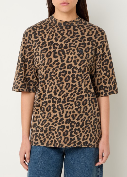 Anine Bing Avi T-shirt met panterprint