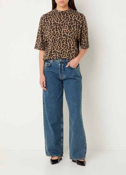 Anine Bing Avi T-shirt met panterprint - voorkant 2 bruin
