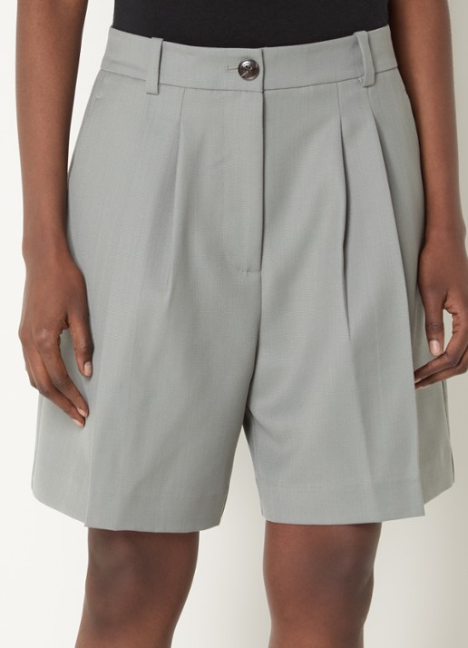 Anine Bing Brice high waist wide fit korte broek in wolblend