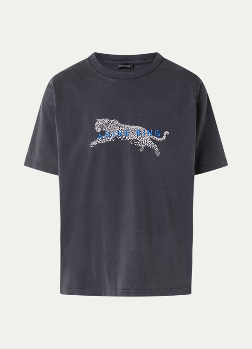 Anine Bing Cade T-shirt met logoborduring - voorkant donkergrijs