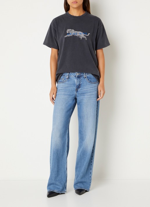 Anine Bing Cade T-shirt met logoborduring - voorkant 2 donkergrijs