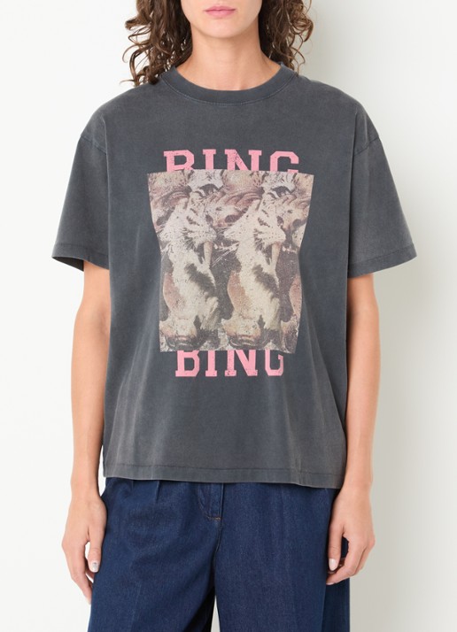 Anine Bing Cade T-shirt met logoprint en verwassen afwerking