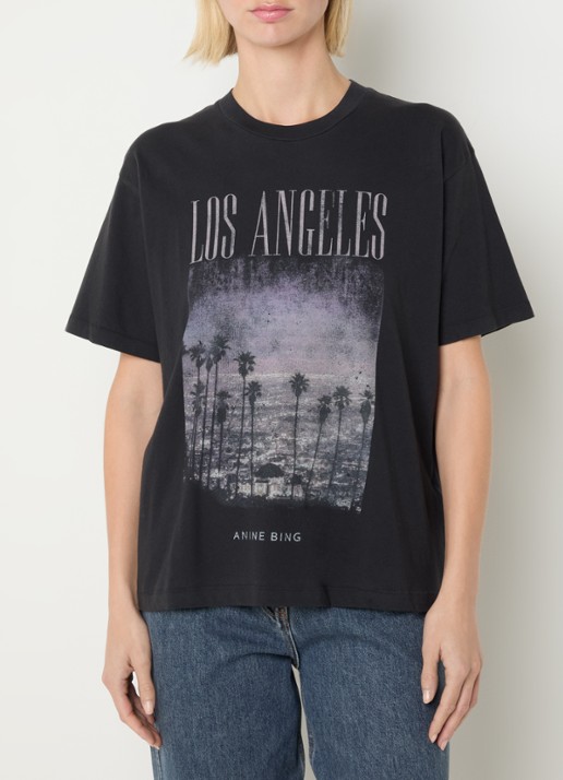 Anine Bing Cade T-shirt met logoprint en verwassen afwerking