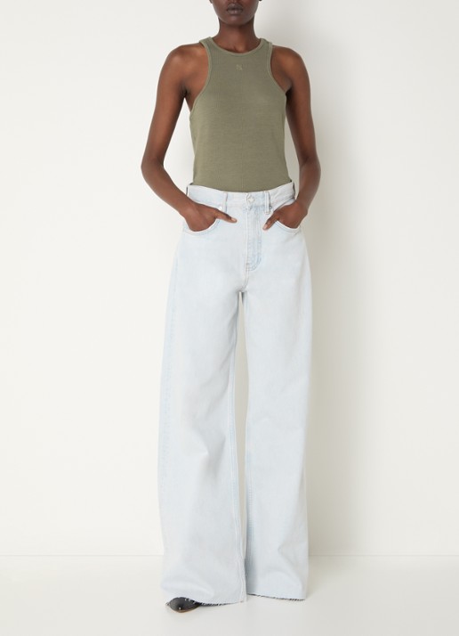 Anine Bing Cole tanktop met ribstructuur - voorkant 2 olijfgroen