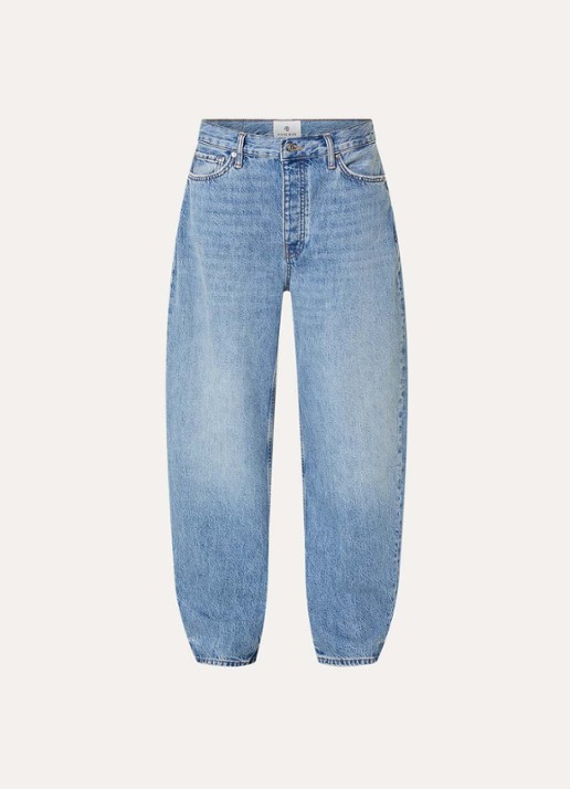 Anine Bing Fritz high waist tapered jeans met medium wassing - voorkant 4 indigo