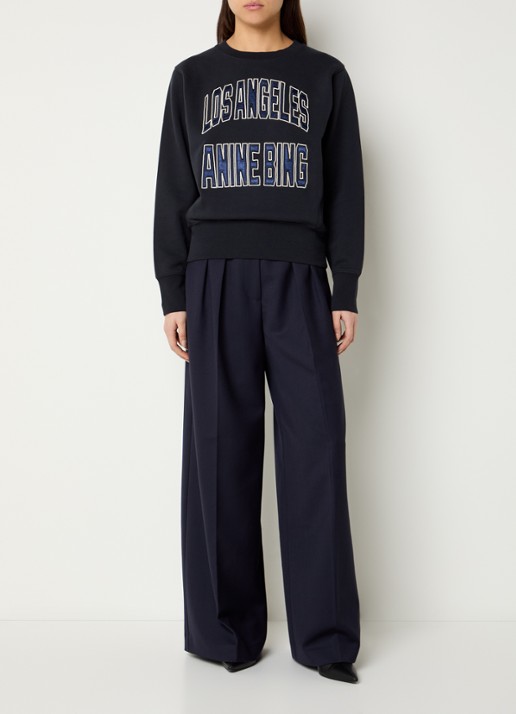 Anine Bing Harry sweater met logoborduring - voorkant 3 zwart