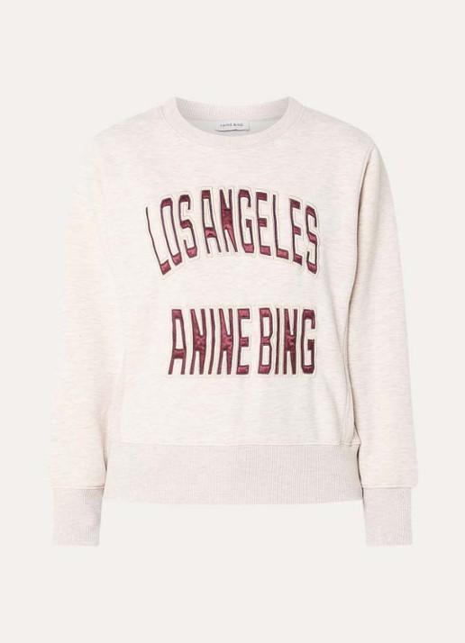 Anine Bing Harry sweater met logoborduring - voorkant beige