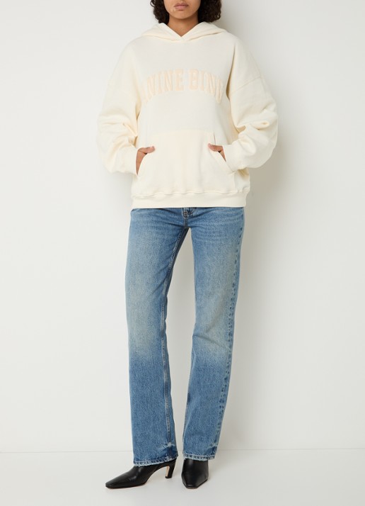 Anine Bing Harvey hoodie met logoborduring - voorkant 5 creme