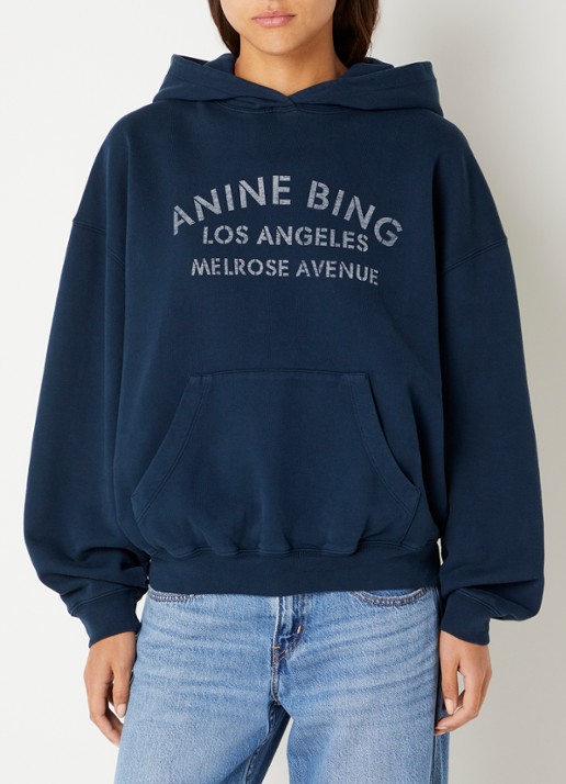 Anine Bing Harvey hoodie met logoprint - detail donkerblauw
