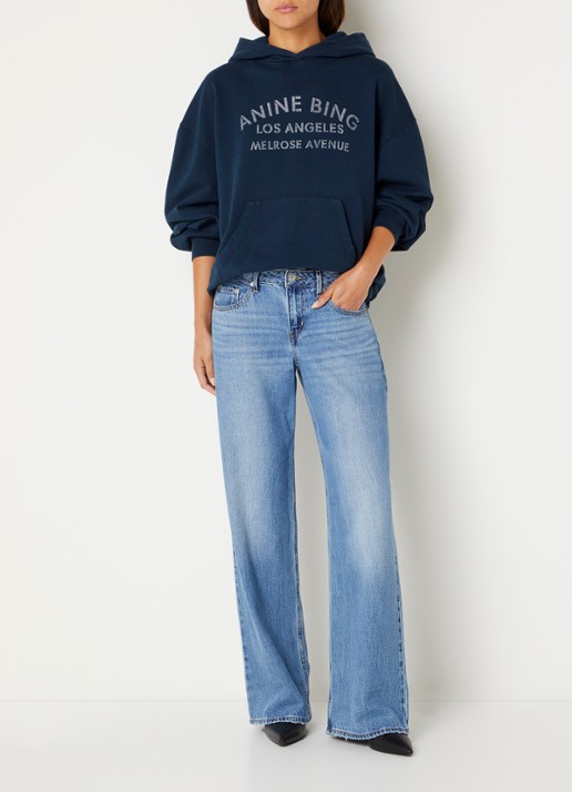Anine Bing Harvey hoodie met logoprint - voorkant 4 donkerblauw