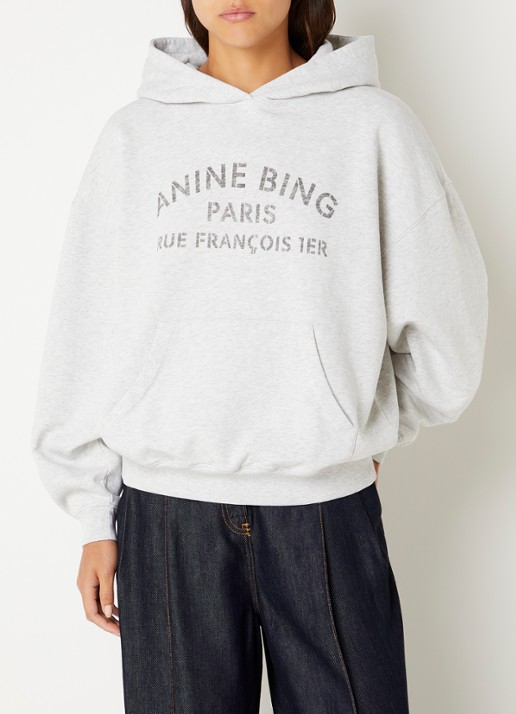 Anine Bing Harvey hoodie met logoprint - detail 3 grijsmele