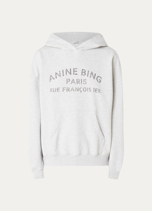 Anine Bing Harvey hoodie met logoprint - voorkant grijsmele