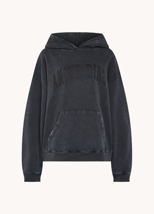 Anine Bing Harvey oversized hoodie met logoprint - voorkant zwart