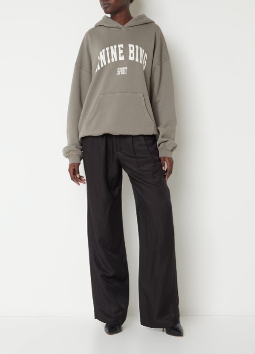 Anine Bing Harvey oversized hoodie van  katoen met logoprint - voorkant 4 groen