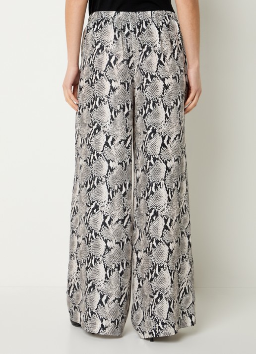 Anine Bing High waist wide fit pantalon met slangenprint en steekzakken - achterkant 3 multicolor