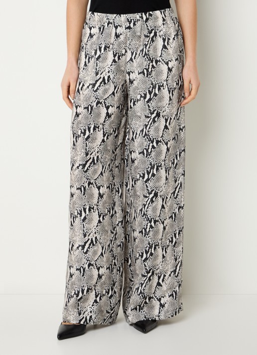 Anine Bing High waist wide fit pantalon met slangenprint en steekzakken - detail 4 multicolor