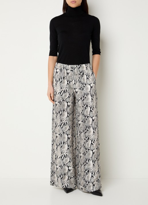Anine Bing High waist wide fit pantalon met slangenprint en steekzakken - voorkant 2 multicolor