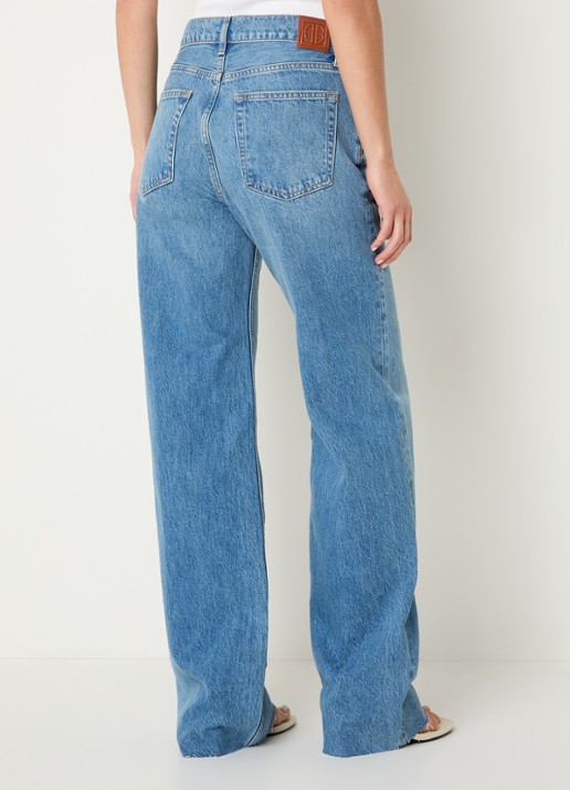 Anine Bing Hugh high waist straight leg jeans met medium wassing en steekzakken  - achterkant 3 indigo