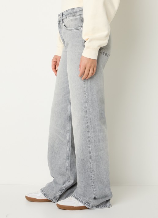 Anine Bing Hugh high waist wide fit jeans met gekleurde wassing - detail 5 grijs