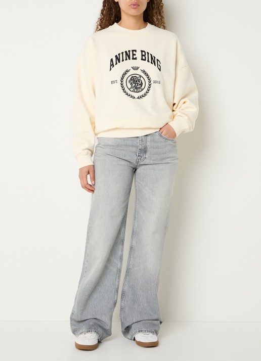 Anine Bing Hugh high waist wide fit jeans met gekleurde wassing - voorkant 3 grijs