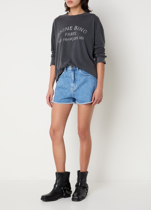 Anine Bing Ivan T-shirt met logoprint - voorkant 4 antraciet