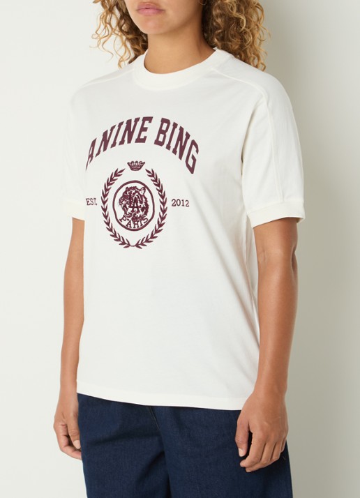 Anine Bing Jaylin T-shirt met print - detail gebroken wit