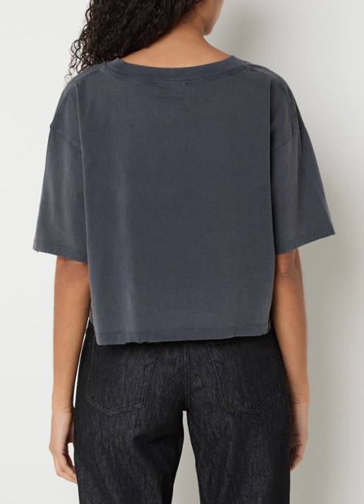 Anine Bing Johnny cropped T-shirt met logoprint - achterkant 4 antraciet